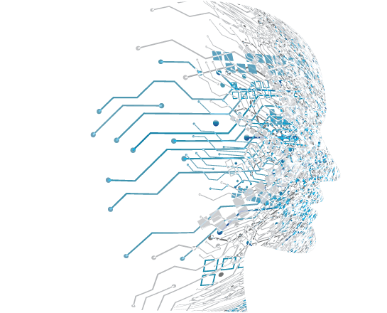 AI-powered digital head illustration