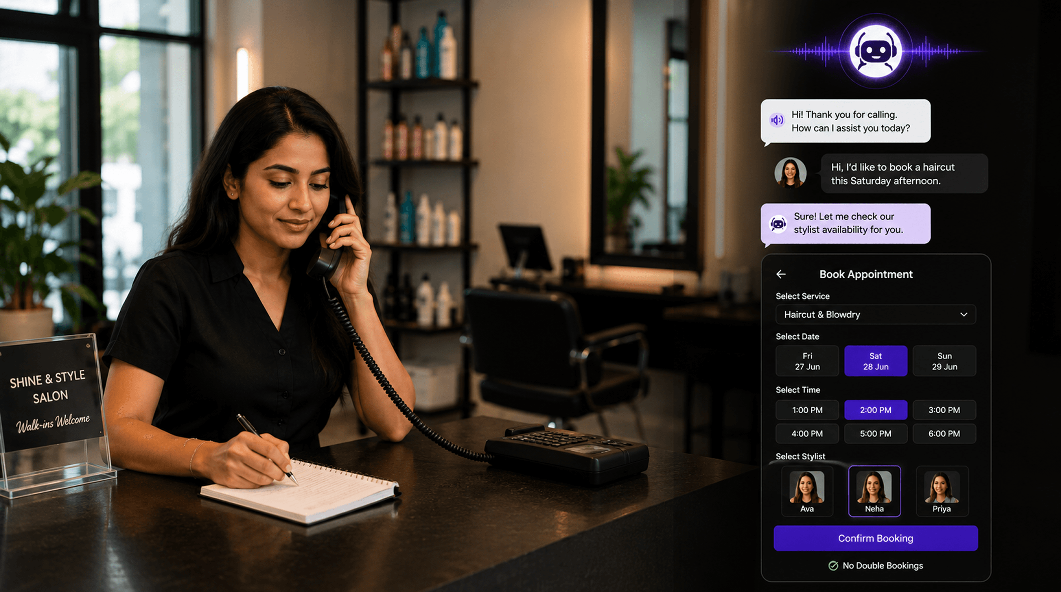 AI Voice Receptionist Platform for Automated Salon Call Handling and Appointment Booking