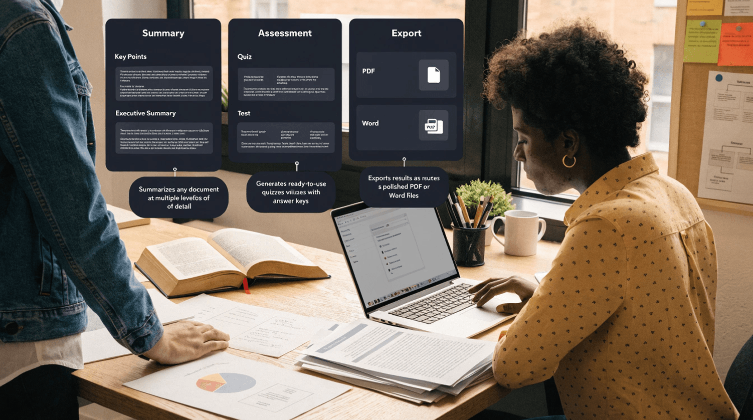 Document Summarization and Automated Assessment Generation